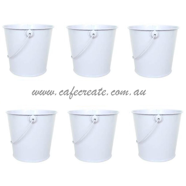 *BUDGET* White Metal Bucket Set of 24