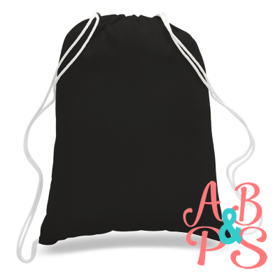Black Calico Drawstring Back Pack