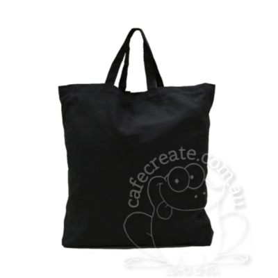 Large BLACK Calico Tote - Short Handles